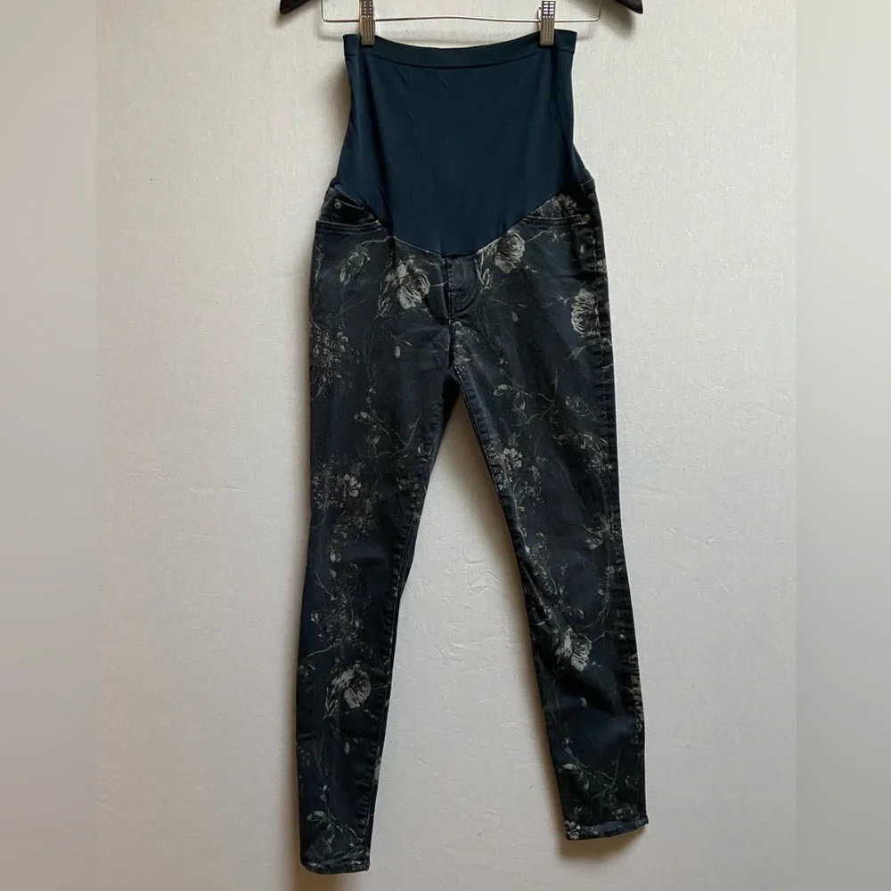 7 For All Mankind Maternity Jeans Black Stretch Denim Size 28